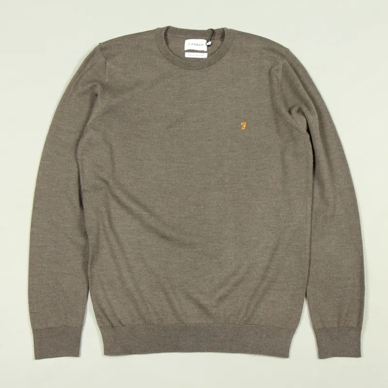 Farah Mullen Crew Sweater - Rich Grey